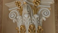 White scagliola column with gilded details